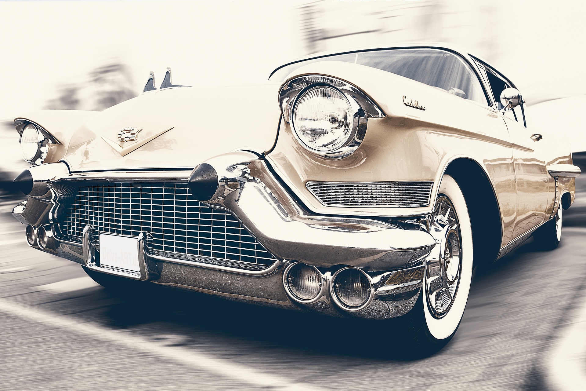 white vintage Cadillac